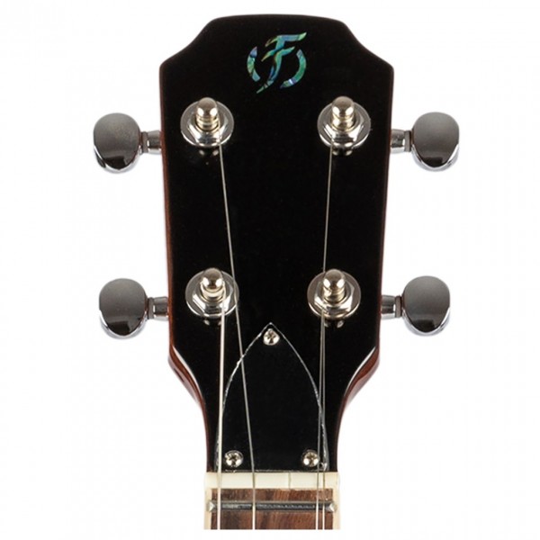Flight Vanguard Tenor Electric Ukulele, Trans Purple - Headstock Front