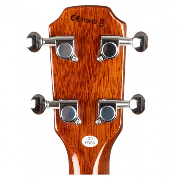 Flight Vanguard Tenor Electric Ukulele, Trans Purple - Headstock Back