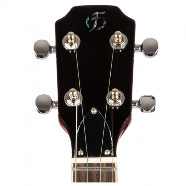 Flight Pioneer Tenor Electric Ukulele, Cherry Red - Headstock Front