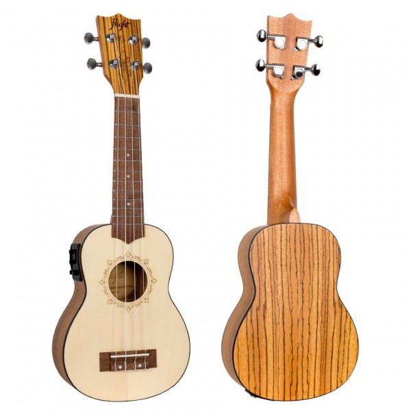 Flight DUS320CEQ Soprano Electro Ukulele, Zeb B&S angle