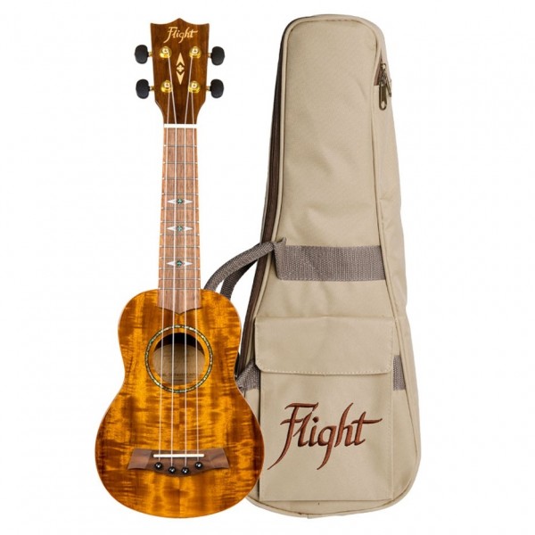 Flight DUS445 Soprano Ukulele, Acacia (Gloss) plus bag