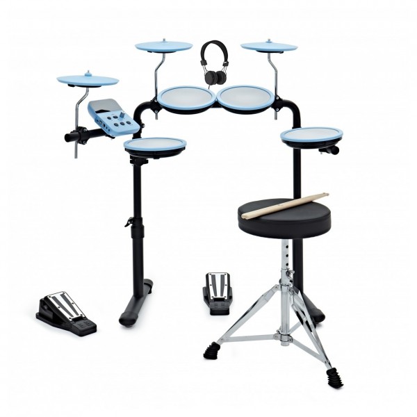 VISIONDRUM Compact Mesh Electronic Drum Kit, Stool & Headphones, Blue