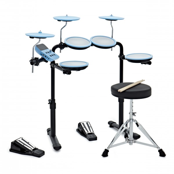 VISIONDRUM Compact Mesh Electronic Drum Kit, Stool & Headphones, Blue