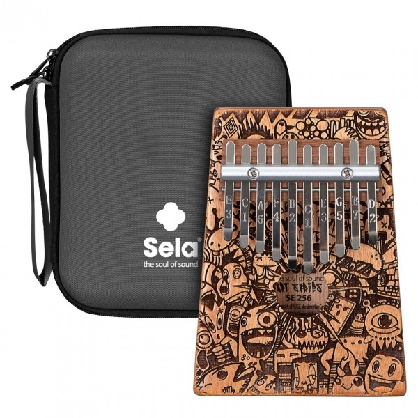 Sela Art Series Kalimba 10, Little Monster Laser - Kalimba with Case