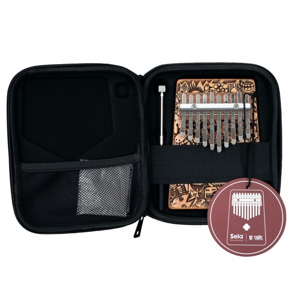 Sela Art Series Kalimba 10, Little Monster Laser - Kalimba Inside Case