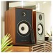 Triangle Borea BR03 BT Active Bookshelf Speakers (Pair), Oak Green lifestyle with remote control