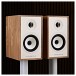 Triangle Borea BR02 BT Active Bookshelf Speakers (Pair), Light Oak on speaker stands