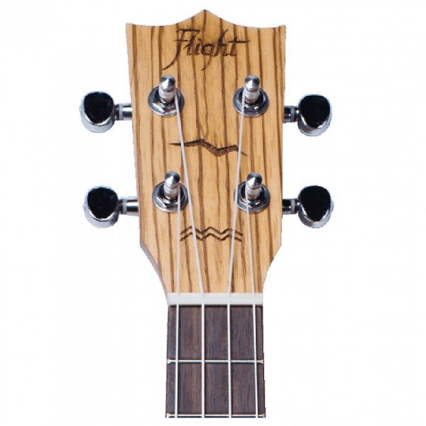Flight DUC325 Concert Ukulele, Zebrawood B&S - Headstock Front