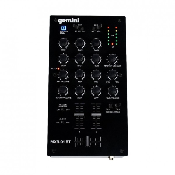 Gemini MXR-01BT 2 Channel DJ Mixer with Bluetooth - Top