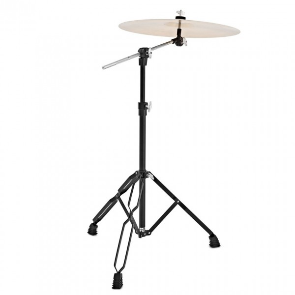Boom Arm Cymbal Stand by Gear4music, Black - With Cymbal Example