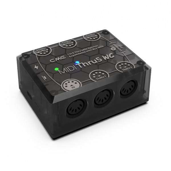 MIDI Thru5 WC 1-in/5-out Splitter Box - Angled 2