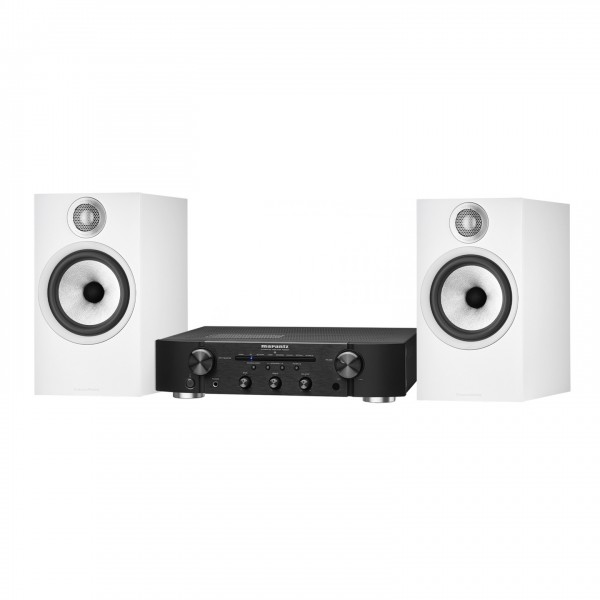 Marantz PM6007 Amp Black w/ B&W 606 S2 Anniversary Speakers, White