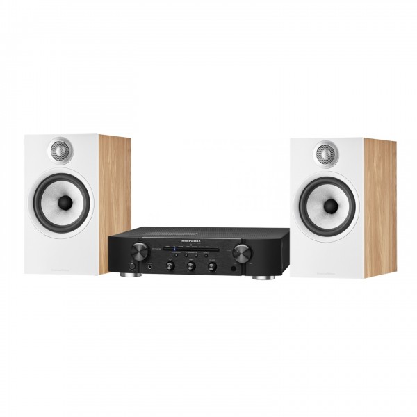 Marantz PM6007 Amp Black w/ B&W 606 S2 Anniversary Speakers, Oak