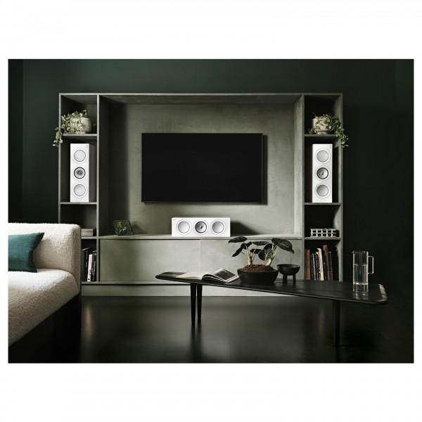 KEF R2 Meta Centre Speaker, White Gloss - Lifestyle 1
