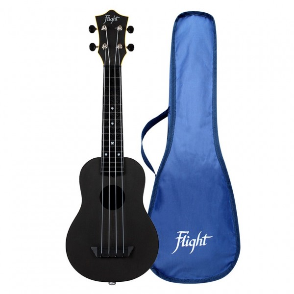 Flight TUS-35E Travel Soprano Electro Ukulele, Black gigbag