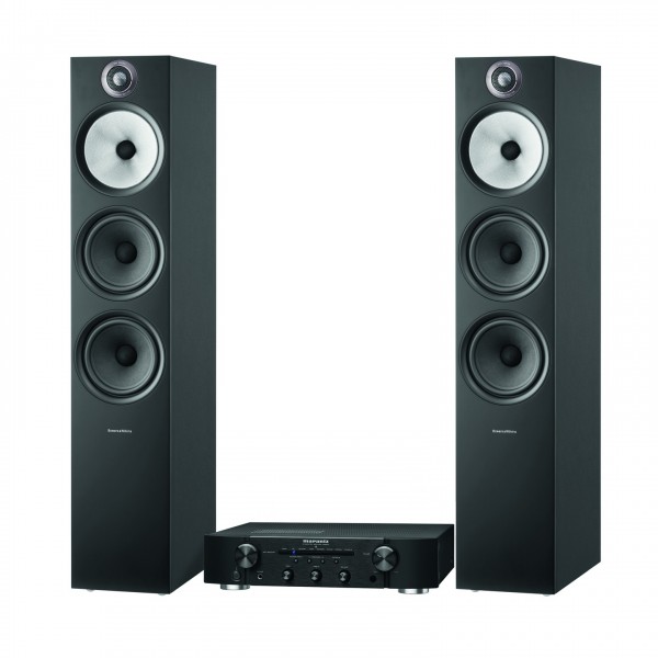 Marantz PM6007 Amp Black w/ B&W 603 S2 Anniversary Speakers, Black