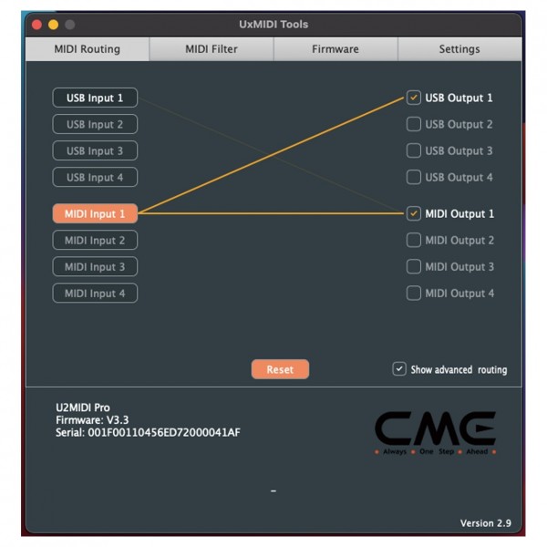 CME U2MIDI Pro Interface - UxMIDI Tools Software