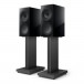 KEF S3 Speaker Stands (Pair), Grey Side View With Speakers