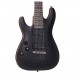 Schecter Demon-7 String Left Handed, Aged Black Satin front close up