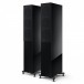 KEF R5 Meta Floostanding Speakers (Pair), Black Gloss Front View With Grilles