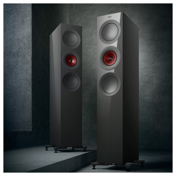 KEF R7 Meta Floorstanding Speakers (Pair), Titanium Gloss - beauty shot