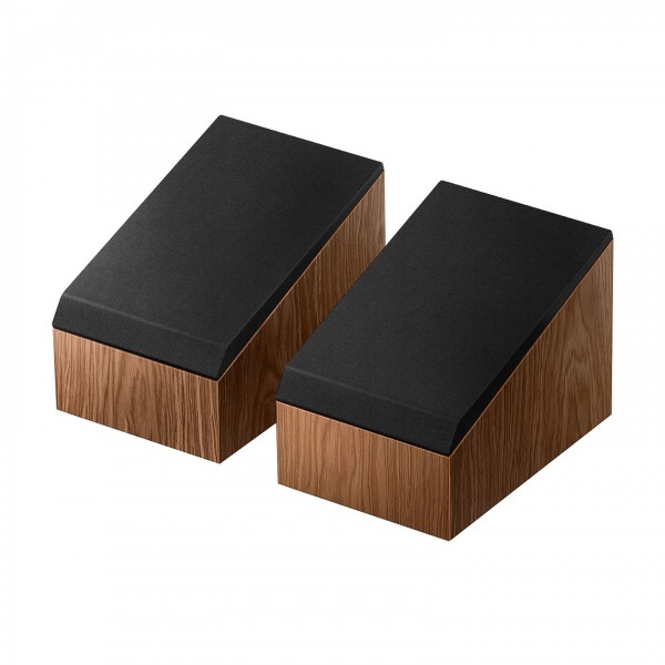 KEF R8 Meta Dolby Atmos Speakers (Pair), Walnut with grilles attached