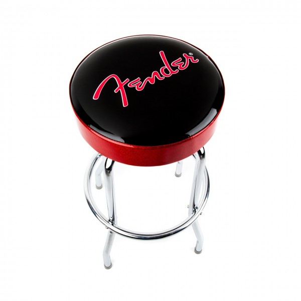 Fender Red Sparkle Logo Barstool Black/Red Sparkle/Chrome, 30"