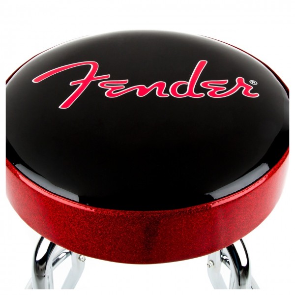 Fender Red Sparkle Logo Barstool Black/Red Sparkle/Chrome, 24" - Seat