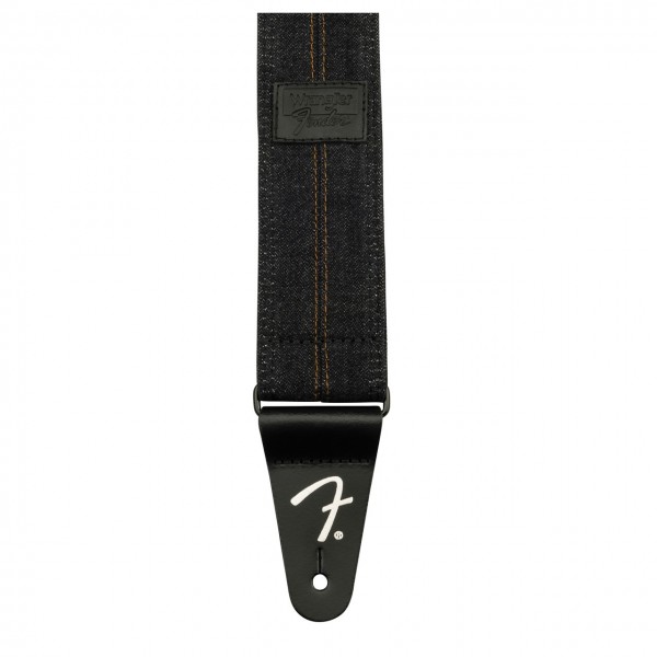 Fender x Wrangler Denim Strap, Washed Black Stitch - Logos