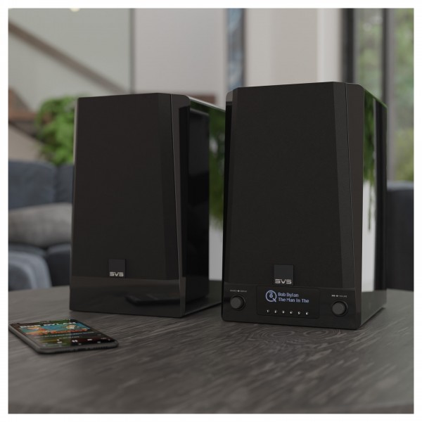 SVS Prime Wireless Pro Speaker (Pair), Black Gloss Lifestyle View