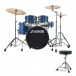 Sonor AQX 22'' 5pc Drum Kit w/Hardware & Free Throne, Blue Ocean Spk.
