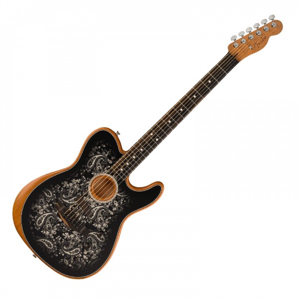 ギター American Acoustasonic Black Paisley Fender American Acoustasonic Telecaster, Black Paisley - Ex