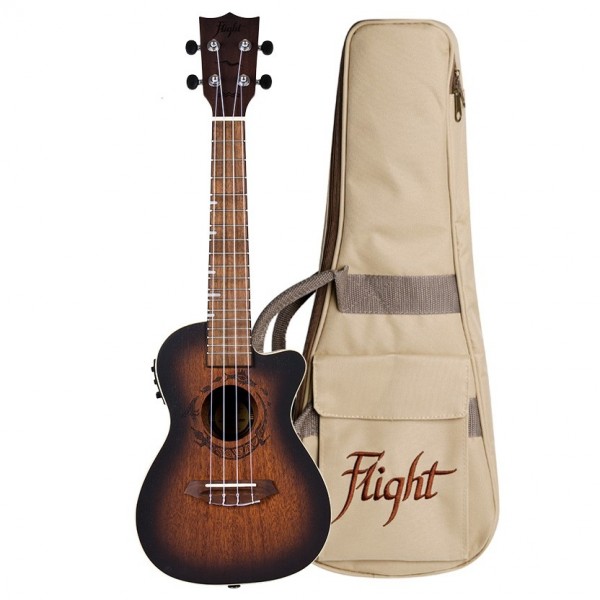 Flight DUC380 Electro Concert Ukulele, Amber plus bag
