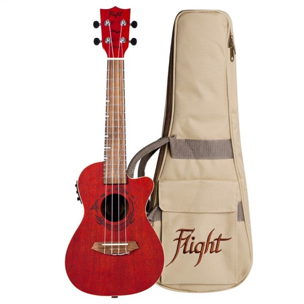 Flight DUC380 Electro Concert Ukulele, Coral plus bag