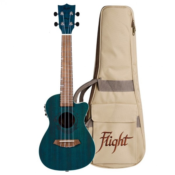 Flight DUC380 Electro Concert Ukulele, Topaz bag