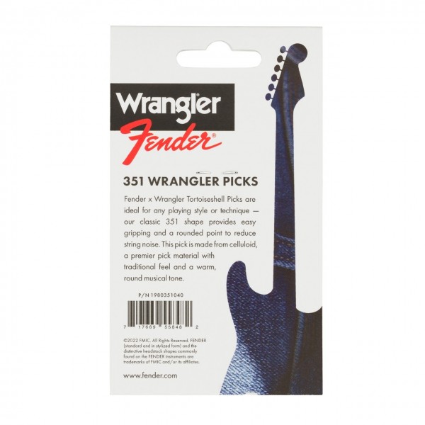 Fender Mojo Grip 351 Celluloid Guitar Picks – Medium Gauge, Tortoise Shell (3-Pack)