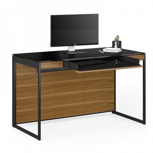 BDI Sequel 20 6103 Desk and Back Panel, Natural Walnut Black Back 2 