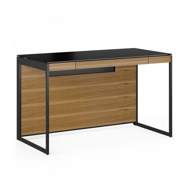 BDI Sequel 20 6103 Desk and Back Panel, Natural Walnut Black Full View