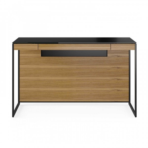 BDI Sequel 20 6103 Desk and Back Panel, Natural Walnut Black Back 