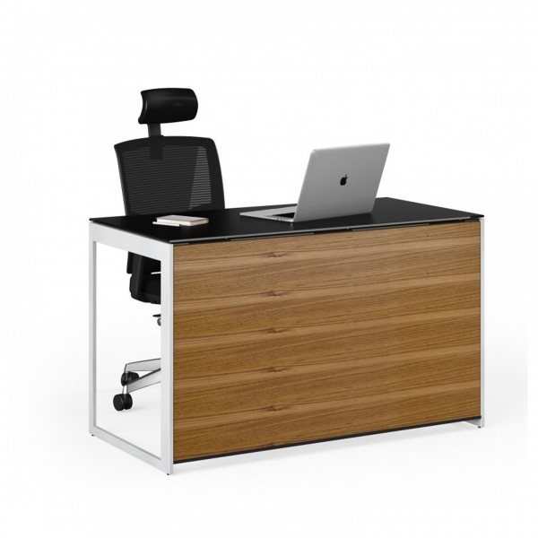 BDI Sequel 20 6103 Desk and Back Panel, Natural Walnut Nickel Full View