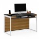 BDI Sequel 20 6103 Compact Desk with Satin Nickel Legs, Natural Walnut Front View