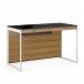 BDI Sequel 20 6103 Compact Desk with Satin Nickel Legs, Natural Walnut Back View