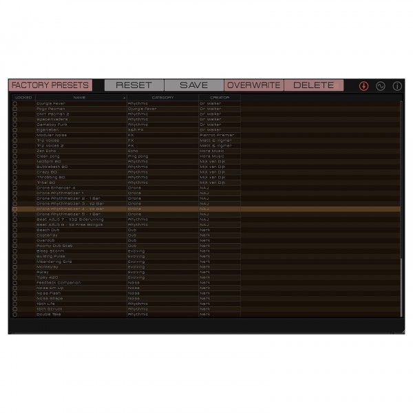Erica Synths Zen Delay Virtual - Preset Management