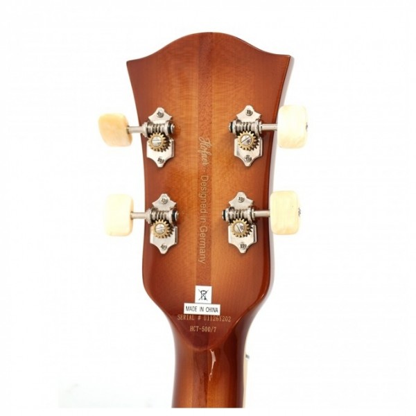Hofner HCT 5007 Verythin Short Scale Bass, Sunburst Headstock Back