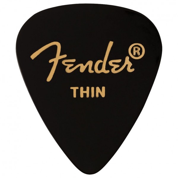 Fender Classic Celluloid, Black, 351 Shape, Thin, Pack of 12
