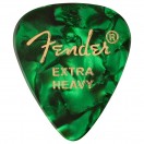 Fender Celuloide Pr&eacute;mium Forma 351 P&uacute;as, Extra Heavy, Green Moto, 12 Unidades