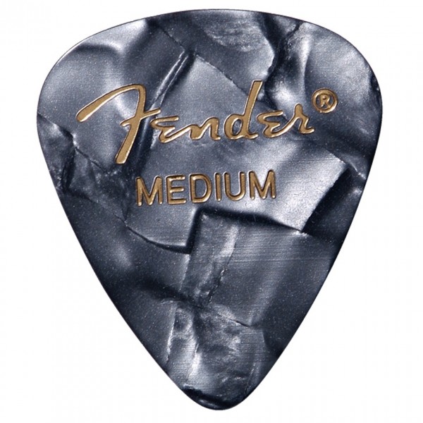 Fender Premium Celluloid 351 Shape Picks, Medium, Black Moto, 12 Pack