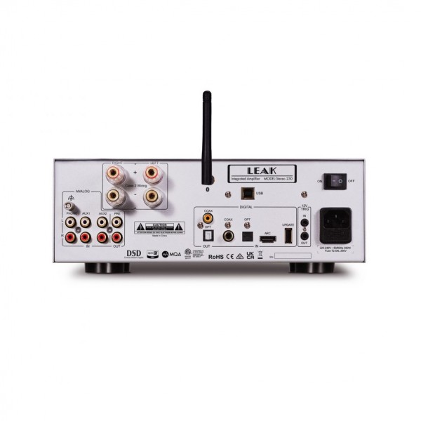 LEAK Stereo 230 Integrated Amplifier with DAC, Silver - rear