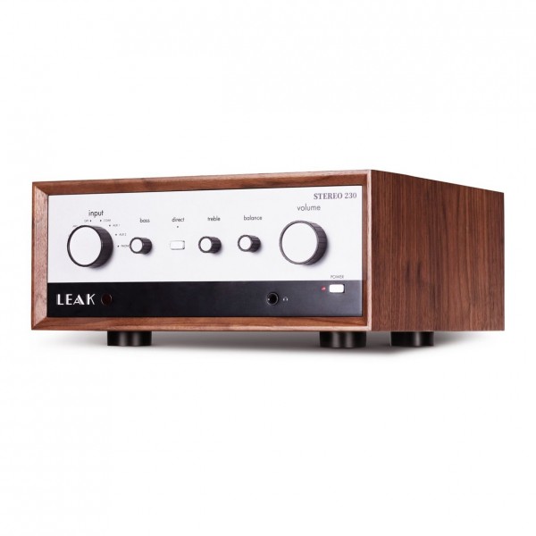 LEAK Stereo 230 Integrated Amplifier with DAC, Walnut - angled