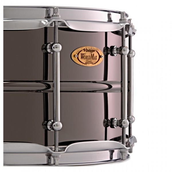 WorldMax Black Dawg 14'' x 6.5'' Black Nickel Over Brass Snare Drum - Shell Detail